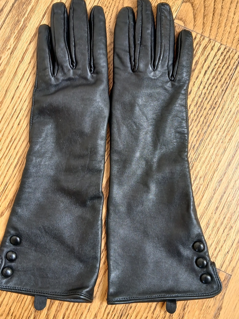 Classic Black Leather Long Gloves - Women's Fashion Accessory